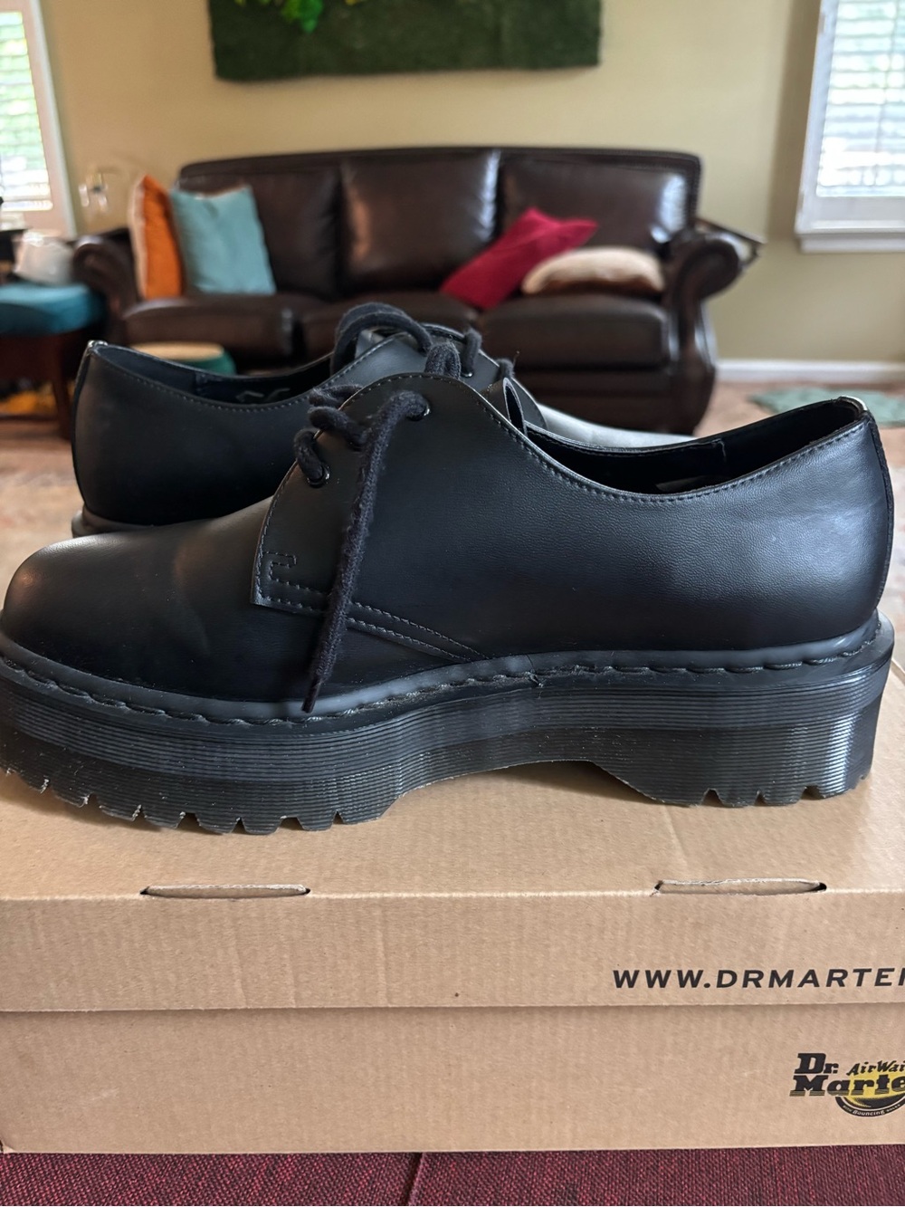 Dr. Martens Black Leather Lace-Up Platform Derby